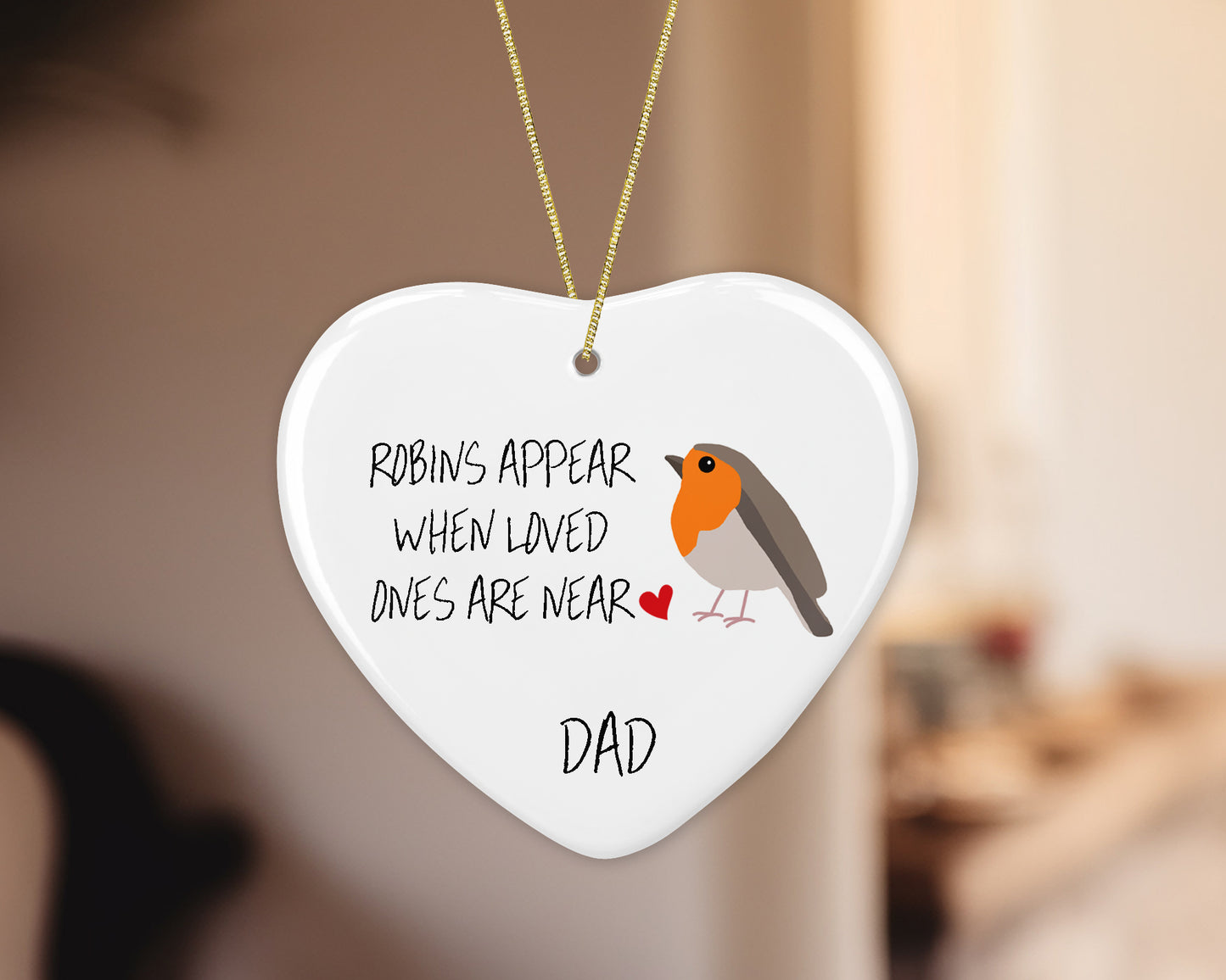 Personalised Ceramic Memorial Robin Appear Heart