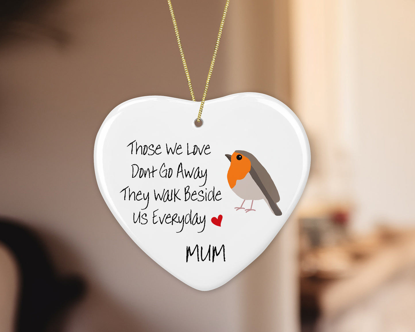 Personalised Ceramic Memorial Walk Beside Us Robin Heart