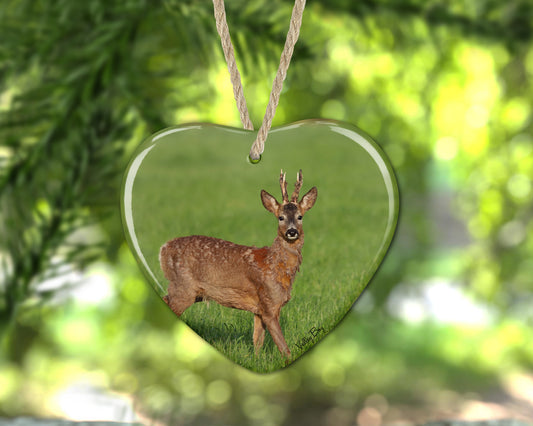 “Roe Buck" Ceramic Heart Decoration"