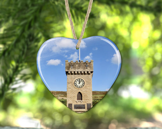 “Clock Tower Stocksbridge" Ceramic Heart Decoration"