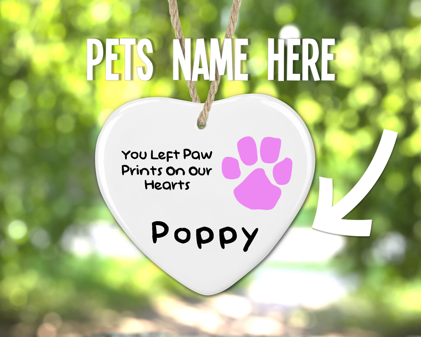 Personalised Ceramic Memorial Paw Heart