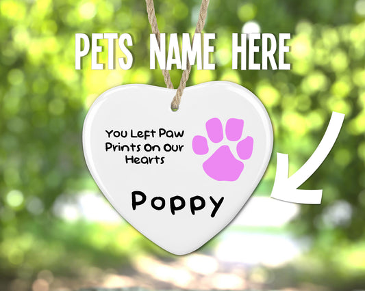 Personalised Ceramic Memorial Paw Heart