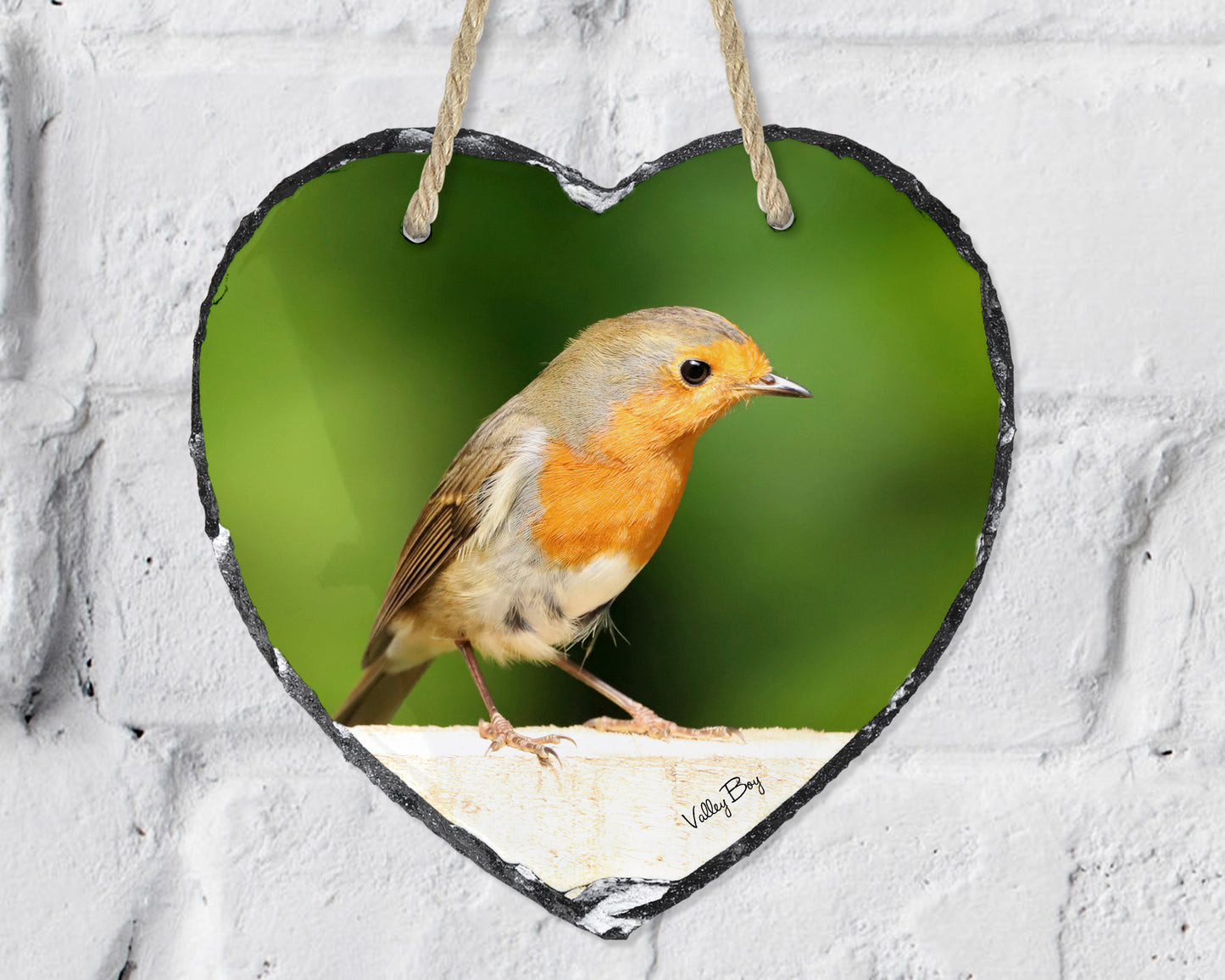 “Beautiful Robin” Heart Slate