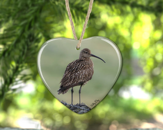 “Curlew" Ceramic Heart Decoration"