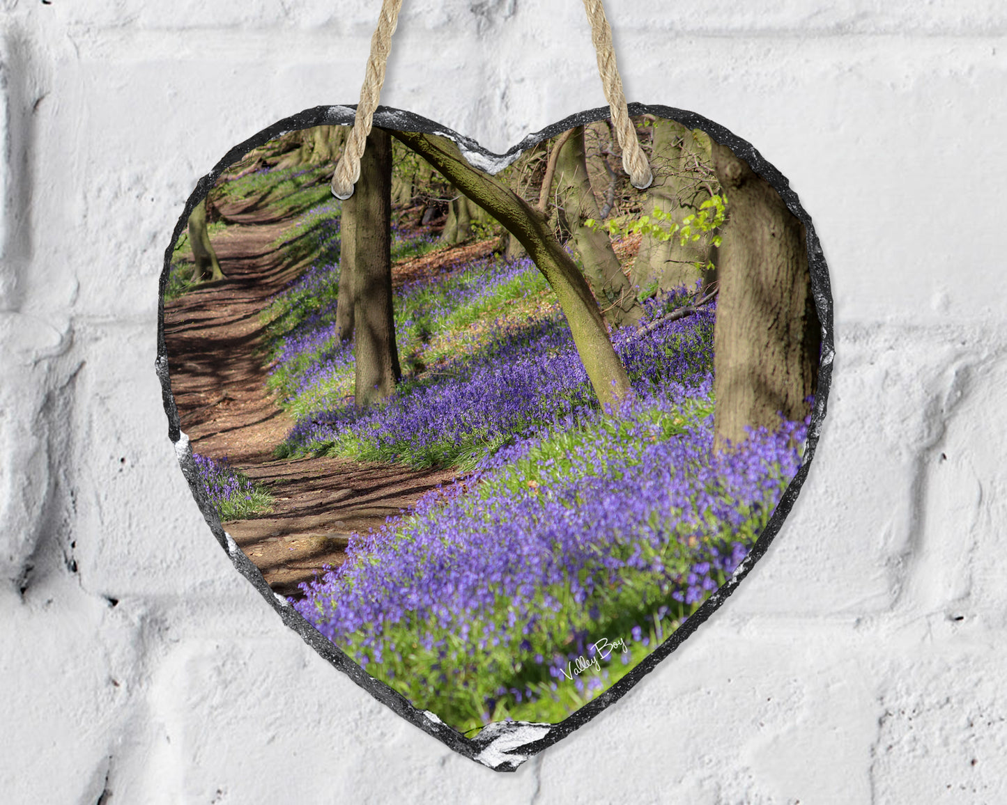 Bluebell Woodland Heart Slate