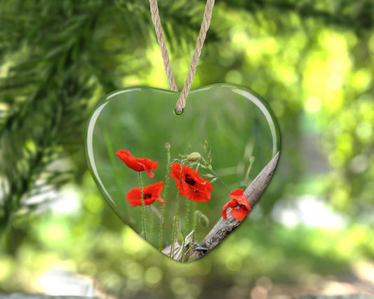 “Poppies" Ceramic Heart Decoration"