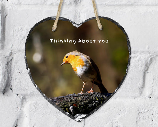 “Thinking About You” Heart Slate