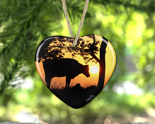 “Moovelous Sunrise" Ceramic Heart Decoration"