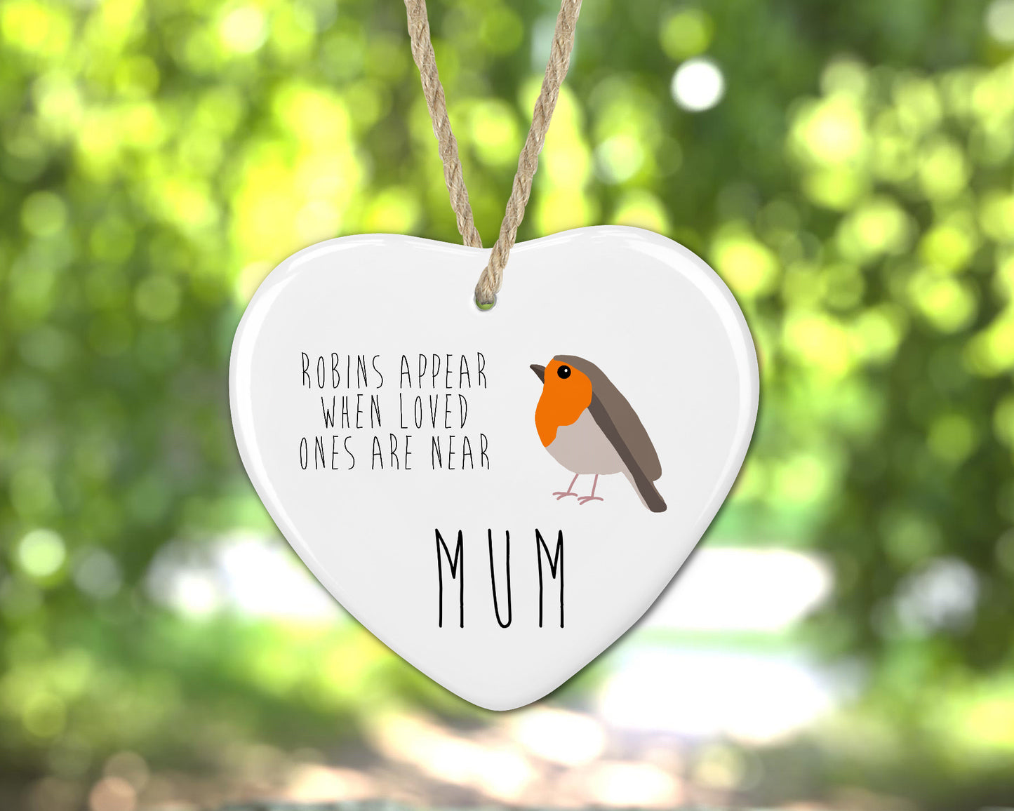 Personalised Ceramic Memorial Robin Heart