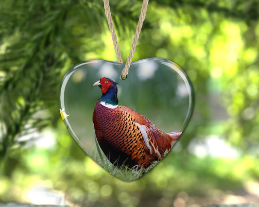 “Rufus The Pheasant" Ceramic Heart Decoration"