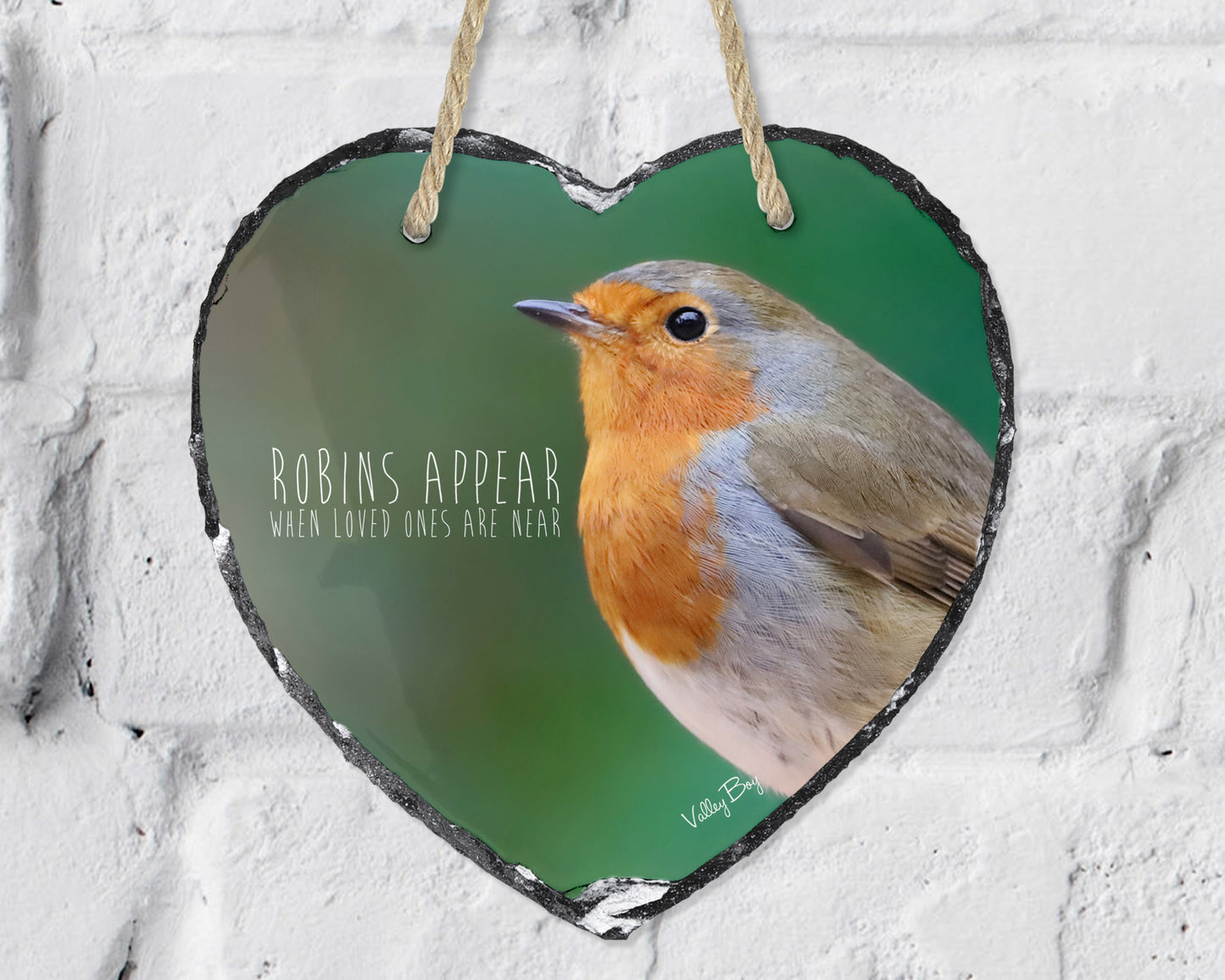 “Robins Appear When Loved Ones Are Near” Robby Robin Heart Slate