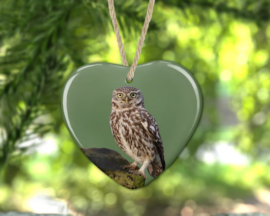 “Little Owl" Ceramic Heart Decoration"