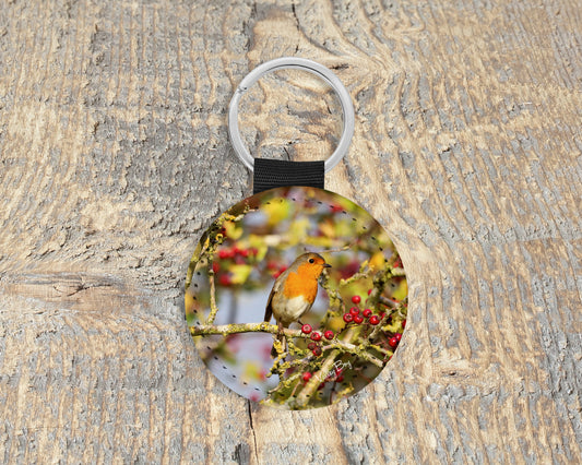 “Robin Amongst The Berries” Key Ring